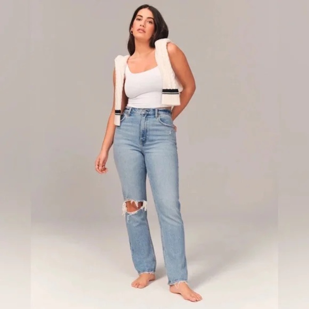 A&F Distressed Dad Jeans